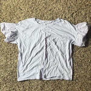 LOFT Light Purple Eyelet Sleeve Tee
